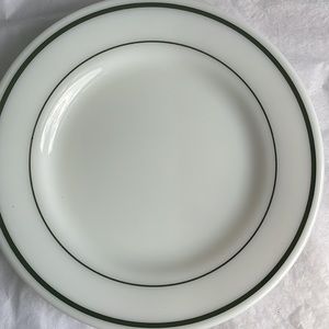 Vintage Pyrex Corning ware green band dinner plate 9”